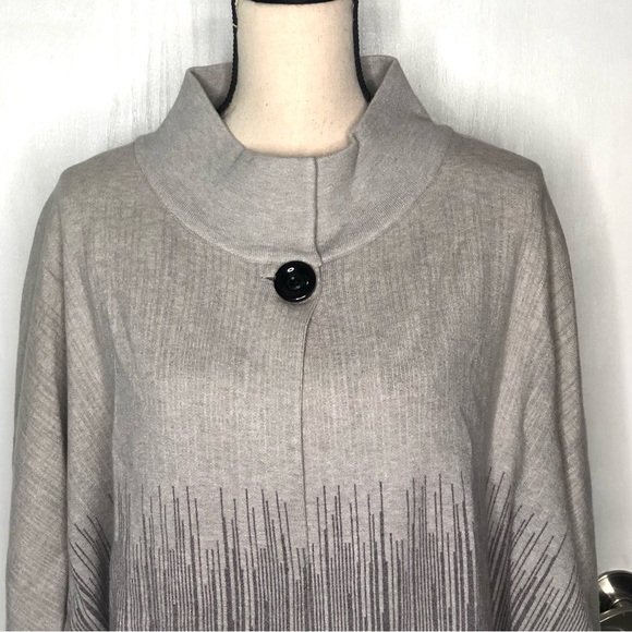 Liquid by Sioni Black/Gray Wrap Cardigan Sz  XL Front Single button Sweater - Picture 5 of 14